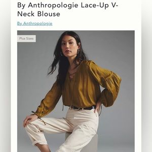 Anthropologie Lace Up V-Neck Blouse